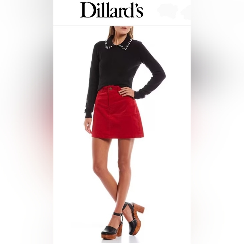 COPPER KEY Brand 🔑  Crimson Red Velveteen Mini Skirt (Sold at Dillard's)❤️‍🔥